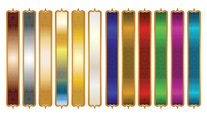 Fototapeta premium Set Of Luxury Color Golden Arabic Islamic Banner Title Frame Text Box Border Transparent Background 
