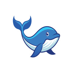 Blue whale silhouette vector illustration isolated on white background