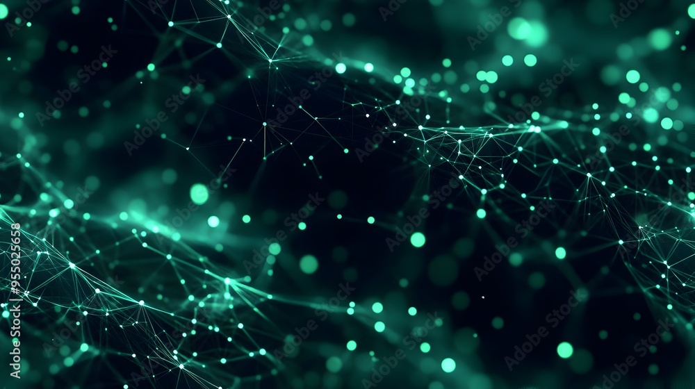 Poster dynamic glowing neon interconnected digital network abstract backdrop