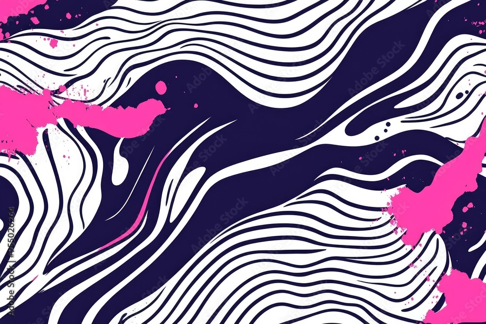 Poster a captivating exploration of hypnotic wavy lines and vivid splashes of color creating an illusion of
