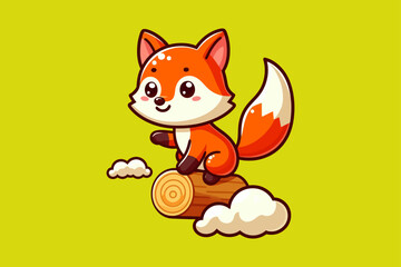 Cute Fox Cartoon Vector Illustration for books.