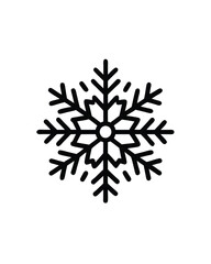 Editable stroke vector illustration of a detailed snowflake with intricate patterns.