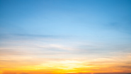 Beautiful , luxury soft gradient orange gold clouds and sunlight on the blue sky perfect for the...