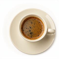 Fototapeta premium Tasty coffee in cup isolated on white, top view
