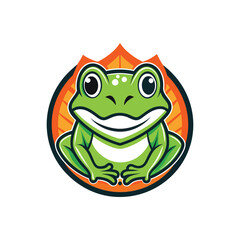a Frog logo icon, simple vector art style, white background