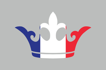 France crown shape with flag, Flag of France national country symbol illustration Vector, Rectangle French flag illustration, Flat vector illustration
