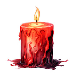 A Red Candle Melting With a Burning Flame