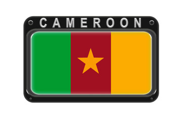 The flag of Mali in the frame with rivets on white background