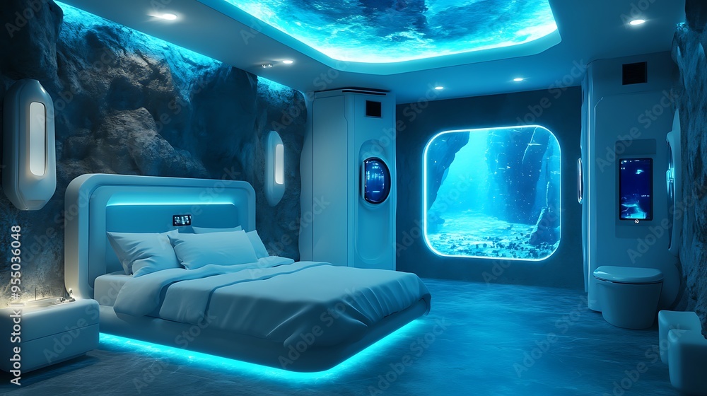 Poster immersive ai-powered virtual reality platform with advanced futuristic environments.