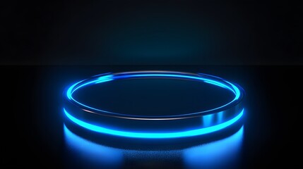 Technology blue circle light stage on black background