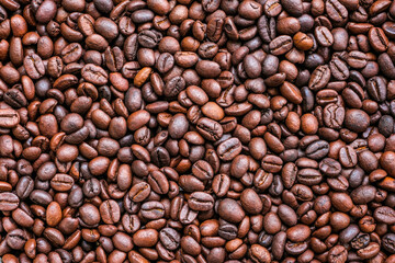 Roasted coffee beans for background