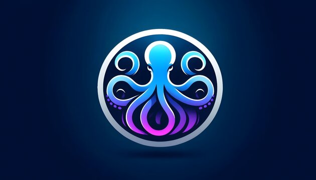 Abstract Octopus Logo Design in Circle