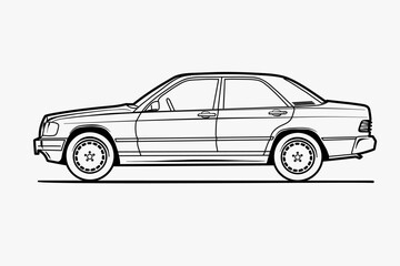Hand drawn car outline vector image. Vehicle art.