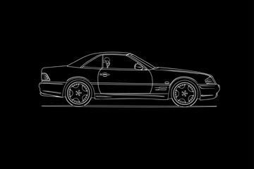 Hand drawn car outline vector image. Vehicle art.