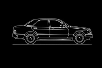 Hand drawn car outline vector image. Vehicle art.