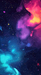 Fototapeta premium A vibrant cosmic nebula bursts with color, swirling clouds of gas and dust illuminated by distant stars.