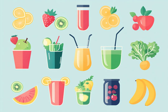 Früchte Getränke Mosaik Hintergrund