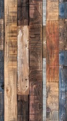 Rustic wooden plank wall with various textures and colors
