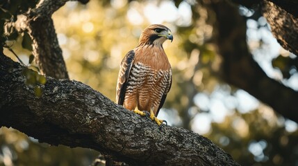 Hawk Perched on a Branch