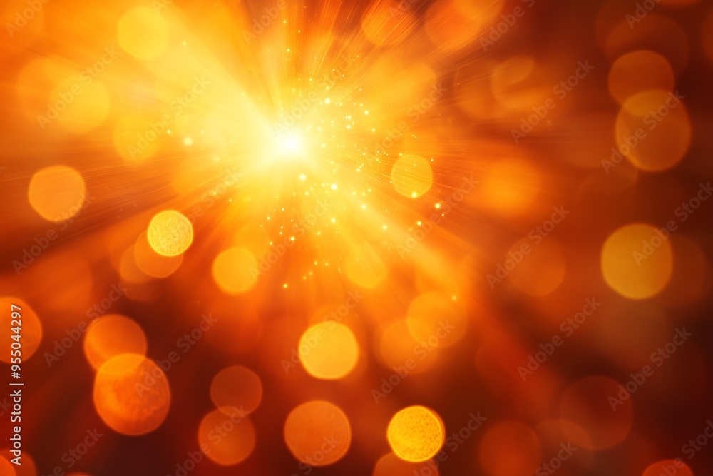 Poster vibrant bursts of orange light create an abstract background with soft bokeh effects during a festiv