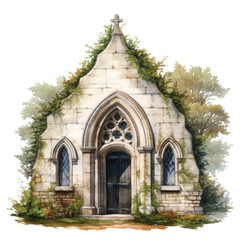 Fototapeta premium A Stone Chapel Overgrown with Vines