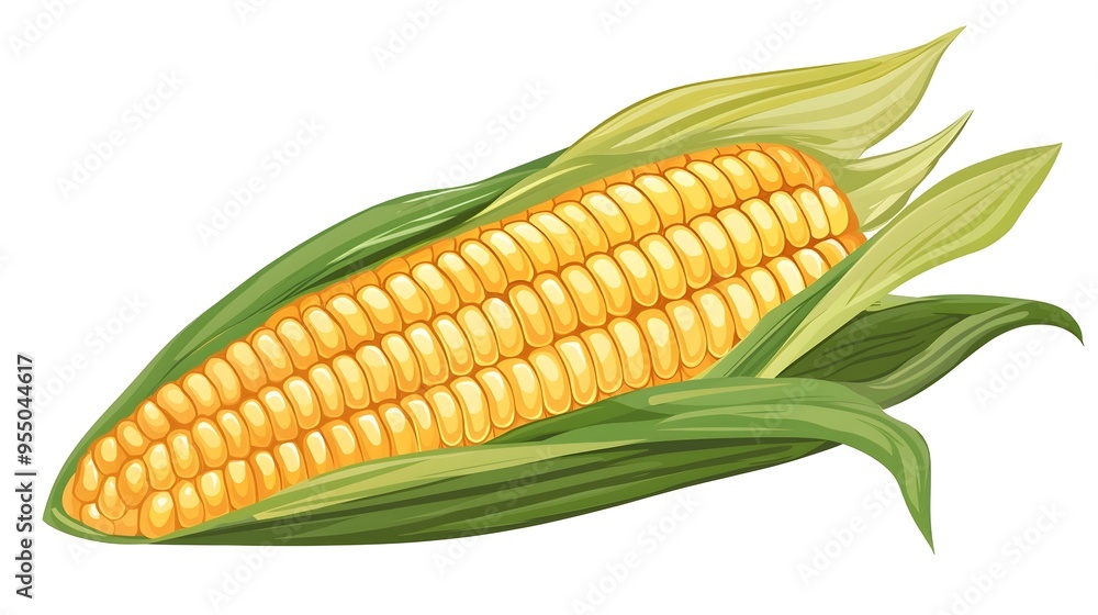 Poster vibrant corn on the cob with clean lines and simple design