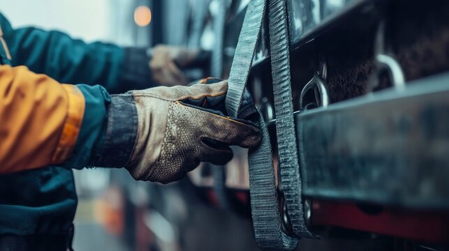 A Gloved Hand Securing Cargo