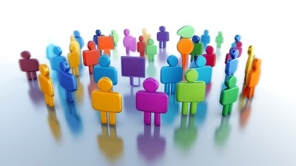 Colorful 3D People Gathering Around Signs