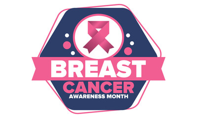 Breast Cancer Awareness Month. Pink october. Pink ribbon. Woman healthcare. Celebrate annual. Medic concept. Girl solidarity. Cancer prevention. Female disease. Poster, banner and background. Vector