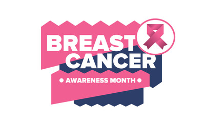 Breast Cancer Awareness Month. Pink october. Pink ribbon. Woman healthcare. Celebrate annual. Medic concept. Girl solidarity. Cancer prevention. Female disease. Poster, banner and background. Vector