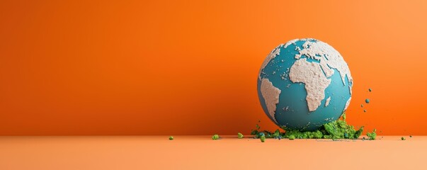 Globe heating up, sustainability at risk, 3D illustration
