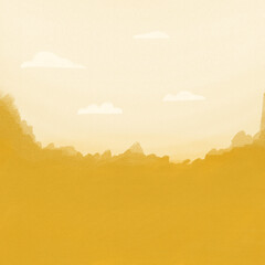 sunset autumn season background cartoon digital water color paint