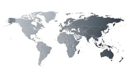 Naklejka premium Minimalist Grey Flat World Map with Clear Continent Outlines on White Background