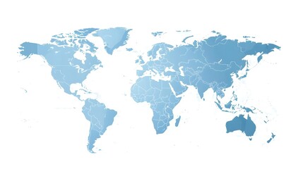 Minimalist Blue World Map with Clean Lines and Calm Design Concept