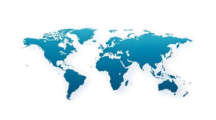 Obraz premium Minimalist Blue World Map with Simple Continents and Lines