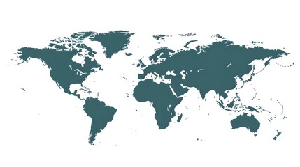 Precise of a Professional World Map with Outlined Continents on a Clean White Background