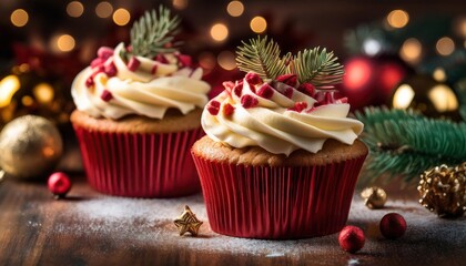 cakes with Christmas decoration