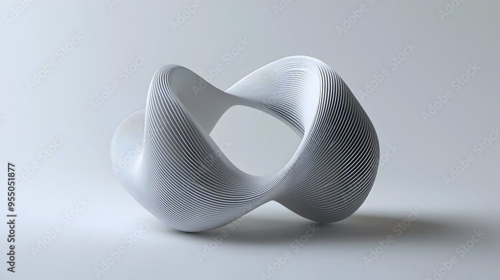 Poster sleek and smooth geometric 3d torus floating on minimalist white background