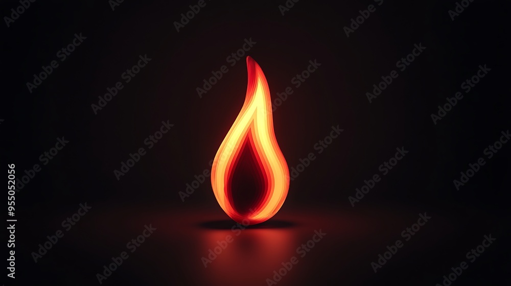 Aufkleber minimalistic 3d red flame icon with soft lighting and cute design in daz3d style