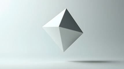 Clean 3D Octahedron Geometric Shape Floating on White Background