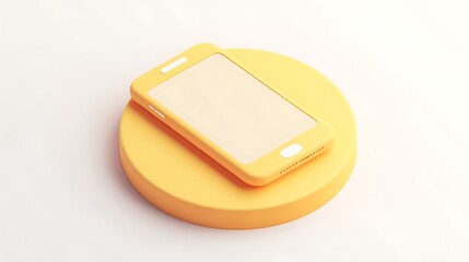 Vibrant 3D Phone Icon in Yellow Circle on White Background - High Resolution Isometric View