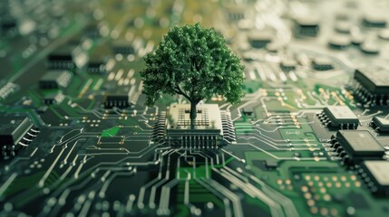 Nature and Technology Merging: A Green Tree Grows on a Circuit Board