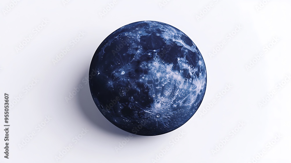 Aufkleber bright 3d moon icon in dark blue circle on white background with isometric view - high resolution il