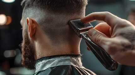 Stylist Using Clippers to Shape a Fresh Modern Haircut in Close-Up