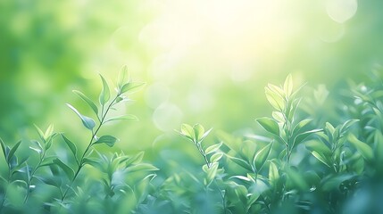 Blurred Nature Backdrop with Soft Green and Blue Tones Evoking a Peaceful Ambiance