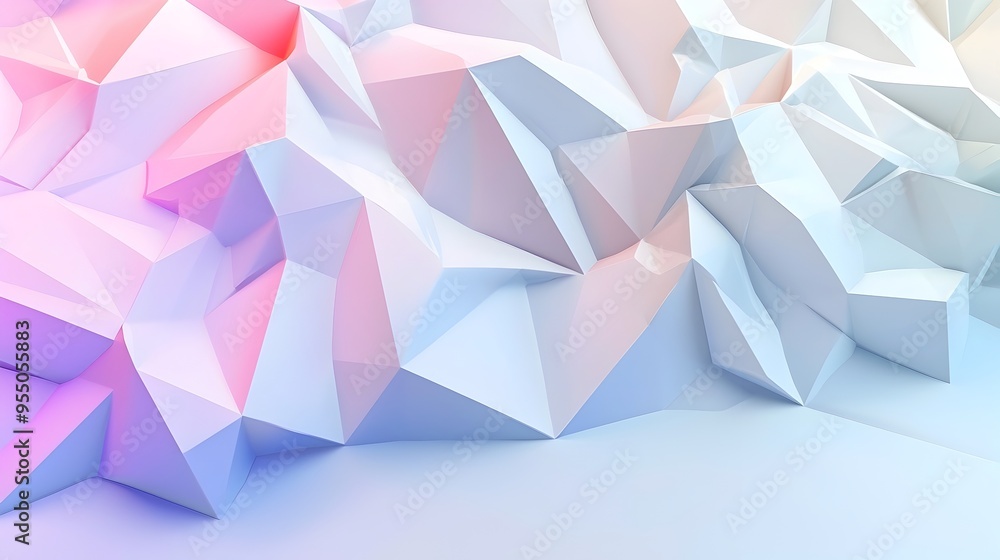 Poster mesmerizing polygonal gradient shapes on soft white background for modern and futuristic designs