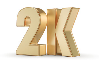 2k Followers Gold Number 3D Render
