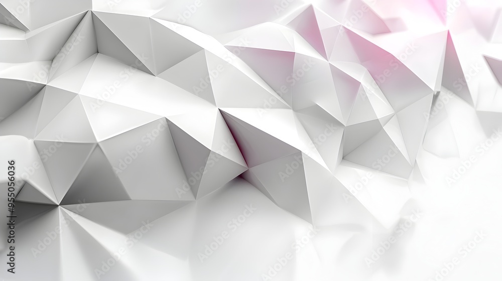 Poster abstract polygonal shapes with gradient effect on soft white background