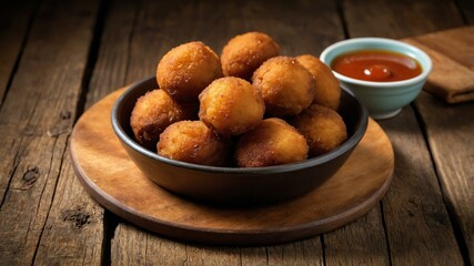 southern comfort foods hushpuppies isolated on an aesthetic plate, concept for advertisement