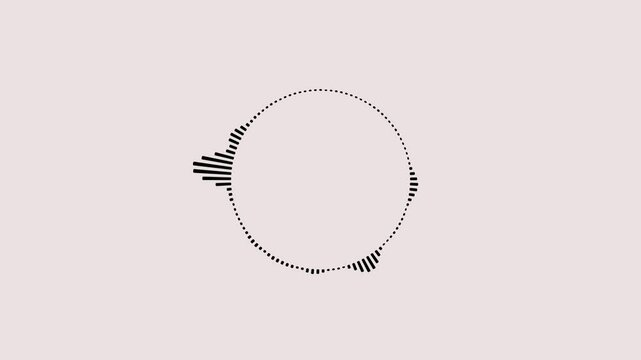 Audio wave circle white background,Alpha channel, spectrum audio animation, Abstract voice wave audio sound waves isolated Sound wave on white background.black and white emphasize simplicity.